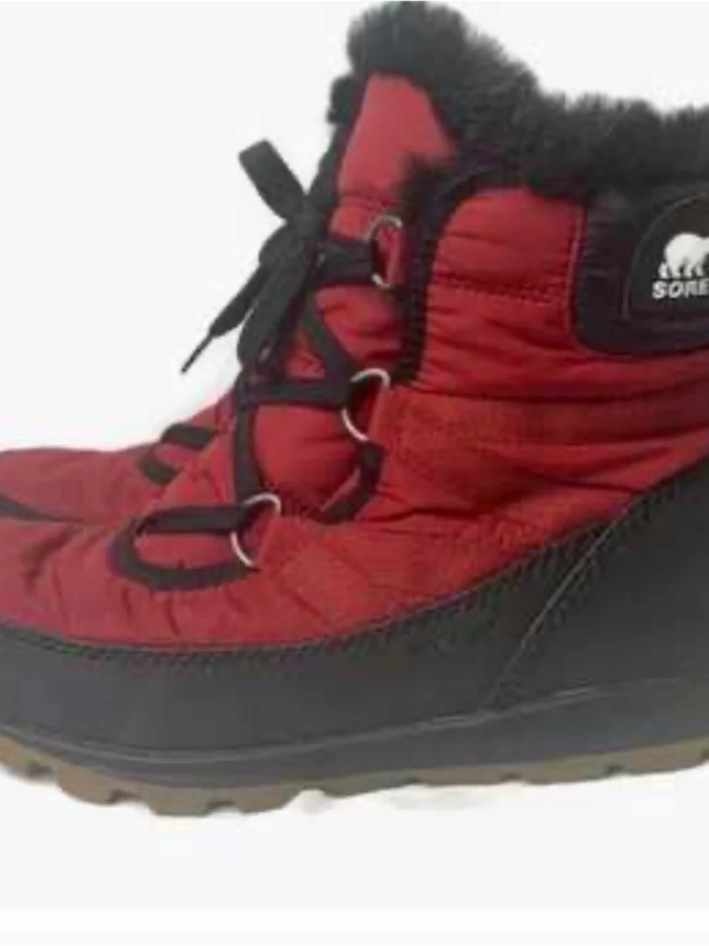 Sorel Women's Maroon Black Tivoli Sport Cattail Faux Fur Snow Boot Size US 9